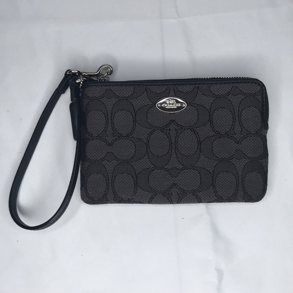 Coach black and gray wristlet